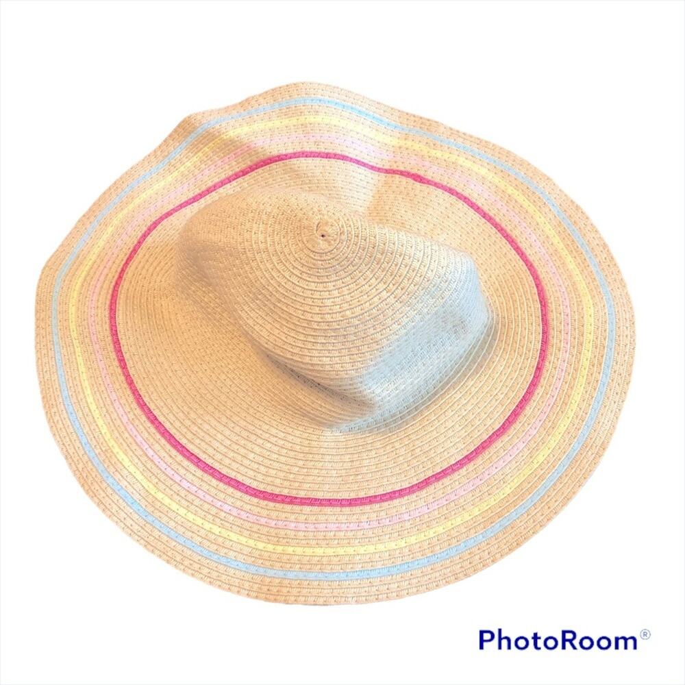 Little girls straw sun hat Carter’s Swim Beach Easter Tan Floppy 2t-4t Boho
